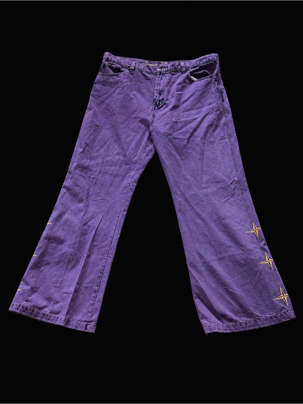 Purple Wide-Leg Embroidered Star Jeans - Women